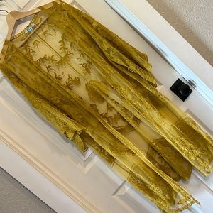 Sheer mustard kimono